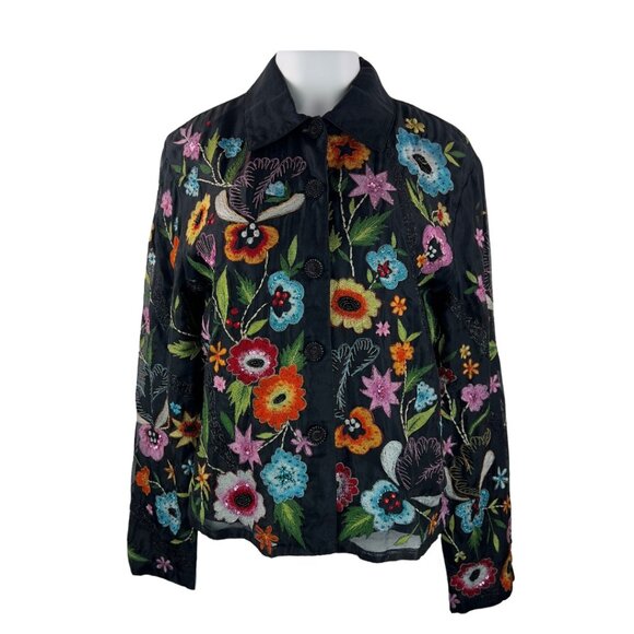 Vintage Embroidered Silk Blazer - Picture 1 of 3